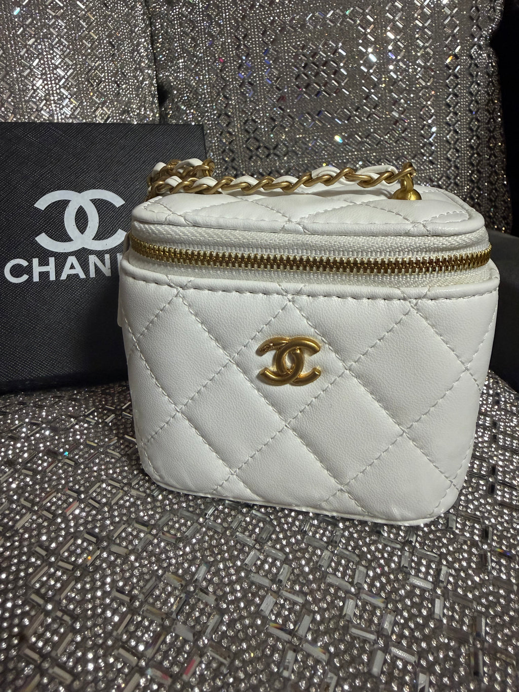 White mini CC vanity bag