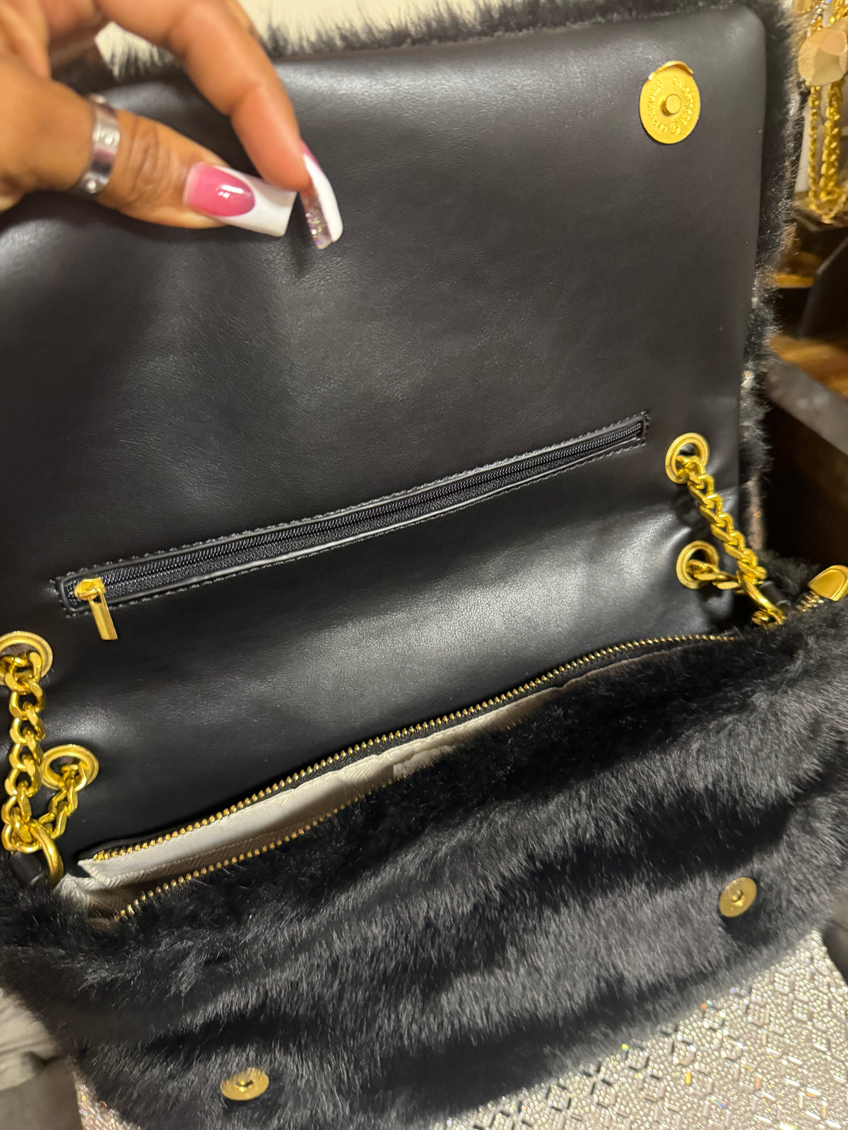 YSL fur bag