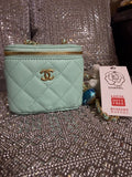 Turquoise CC mini vanity w/ball chain