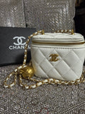 White mini CC vanity bag